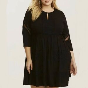 Torrid Tiered Challis Lace Boho Chic Prairie Tunic Ruffled Midi Sz 1 - NWOT